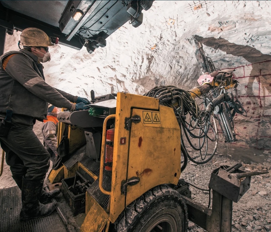 Mining worker with equipment