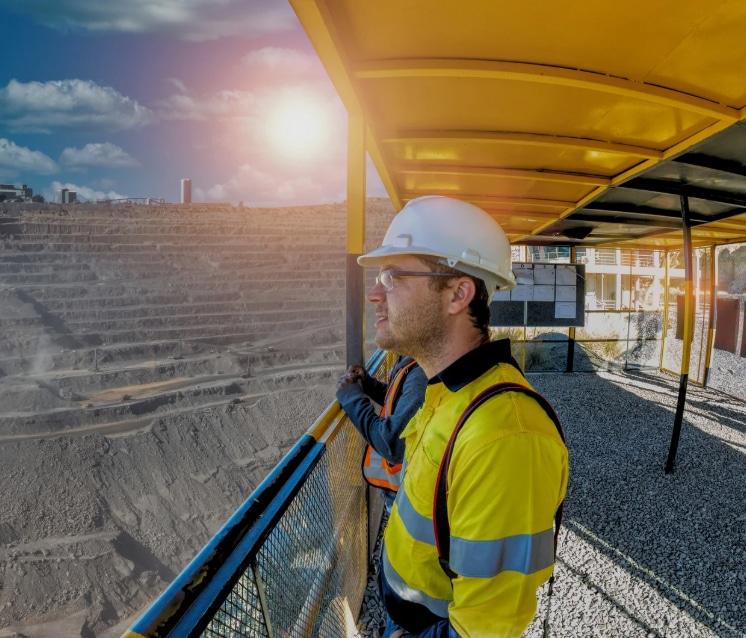Mining management looking over site
